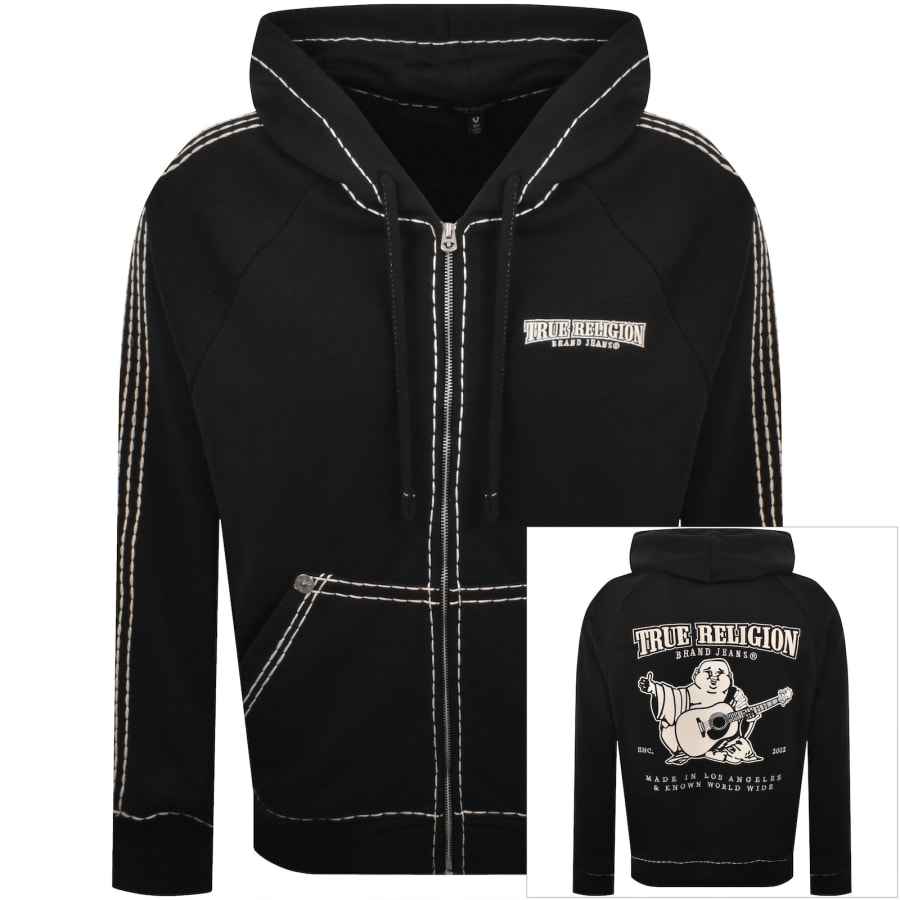 True Religion Full Zip Hoodie Black | Mainline Menswear x